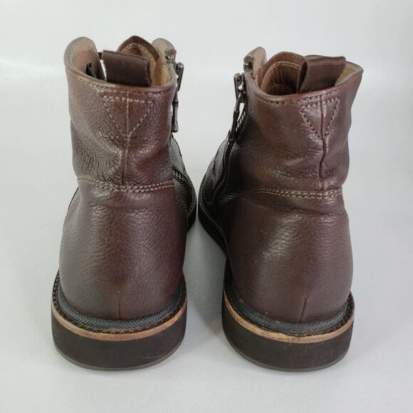 John Varvatos Boots Men\'s Size 9.5 Brown Leather Brooklyn Lug Lace Up Side Zip main image 9